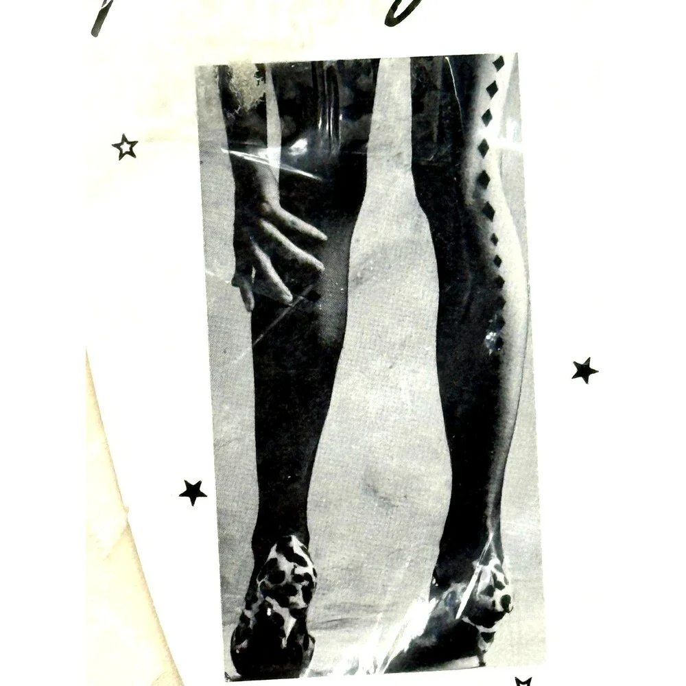 Emilio Cavallini Flash Legs Backseam White Diamond Pantyhose 80s Vintage USA‎